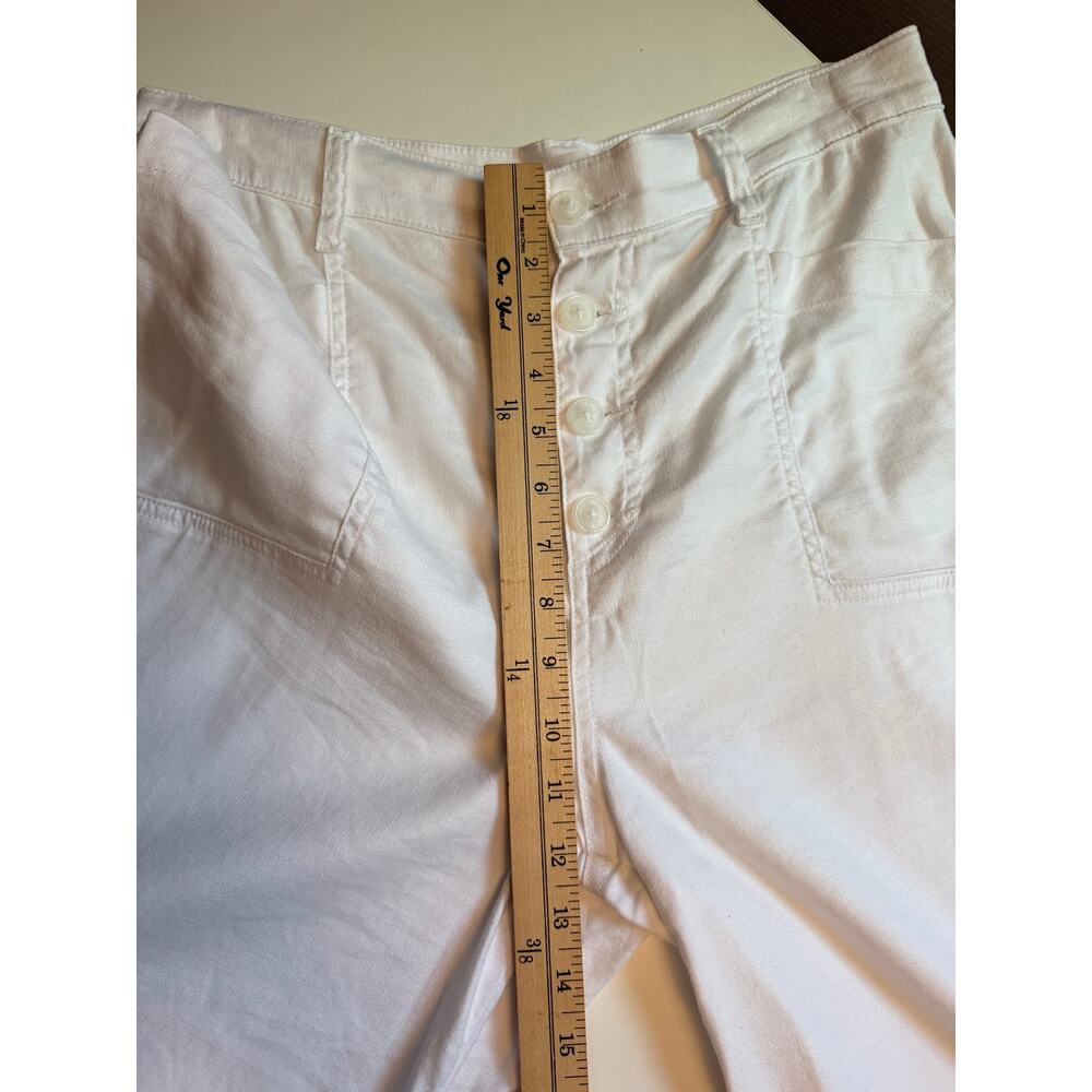 Evereve Joelle Stretch Linen Cropped Wide Leg Size 31 White Coastal Minimalist - Picture 12 of 13